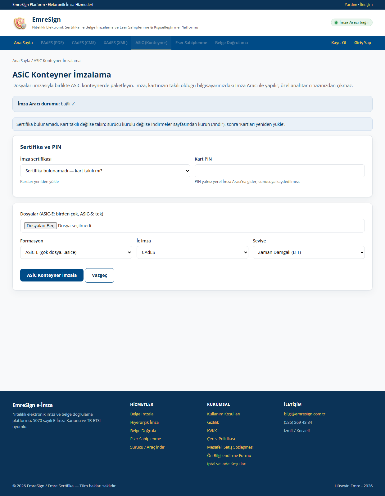 ASiC imzalama formu
